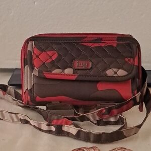 Lug Quilted Camouflage Belt Bag - Red and Brown